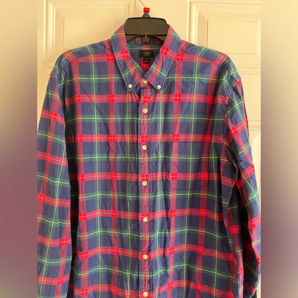 J. Crew Shirt Mens XL Tartan Plaid Oxford Button Down Long Sleeve Preppy Classic